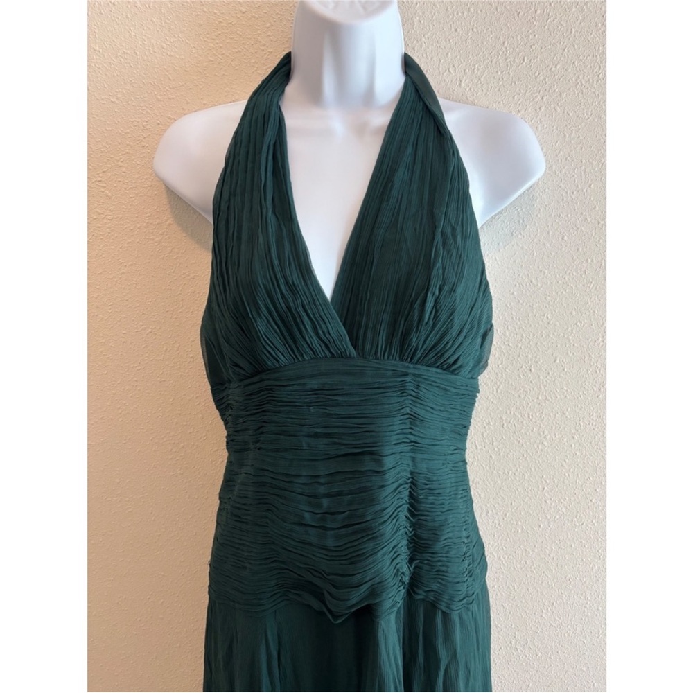 NWT Halston Heritage Forest Green Halter Maxi Dress Gown